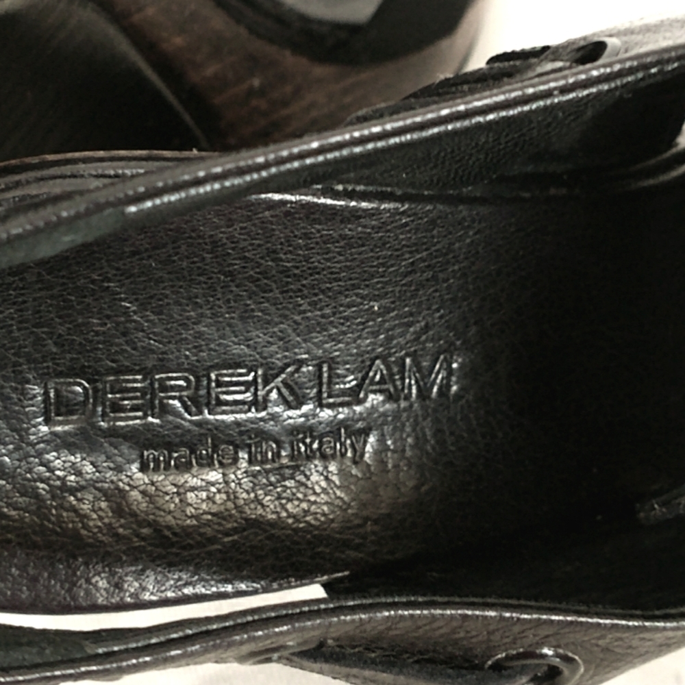 Derek Lam Genuine Leather Wedge Slingback Sandals - Black Size 37 - Picture 4 of 8